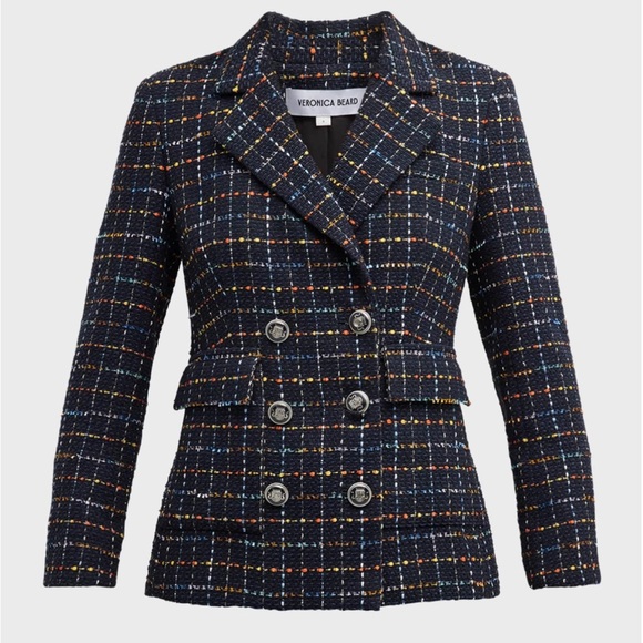 Veronica Beard Rumer Tweed Dickey Jacket Blazer Blue Multicolor Size 4 - Picture 3 of 10